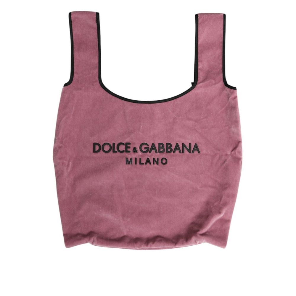 Dolce & Gabbana Pink Cotton Velvet DG MILANO Shoulder Shopping Borse Bag BAG4673