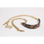 Dolce & Gabbana Brown Leopard Gold Brass Chain Accessory Shoulder Strap WMB550