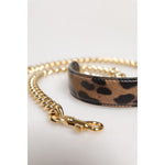 Dolce & Gabbana Brown Leopard Gold Brass Chain Accessory Shoulder Strap WMB550