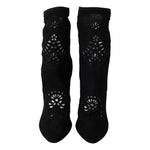 Dolce & Gabbana Black Stretch Pumps Boots Floral Lace Shoes LA8945-39