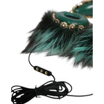Dolce & Gabbana Green Gold Crystal Fur Headset Audio AUX Headphones Dolce & Gabbana Dark Slate Gray