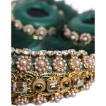 Dolce & Gabbana Green Gold Crystal Fur Headset Audio AUX Headphones Dolce & Gabbana Dark Slate Gray