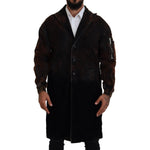 Dsquared² Brown Full Button Men Long Coat Cotton Jacket JKT3546-48