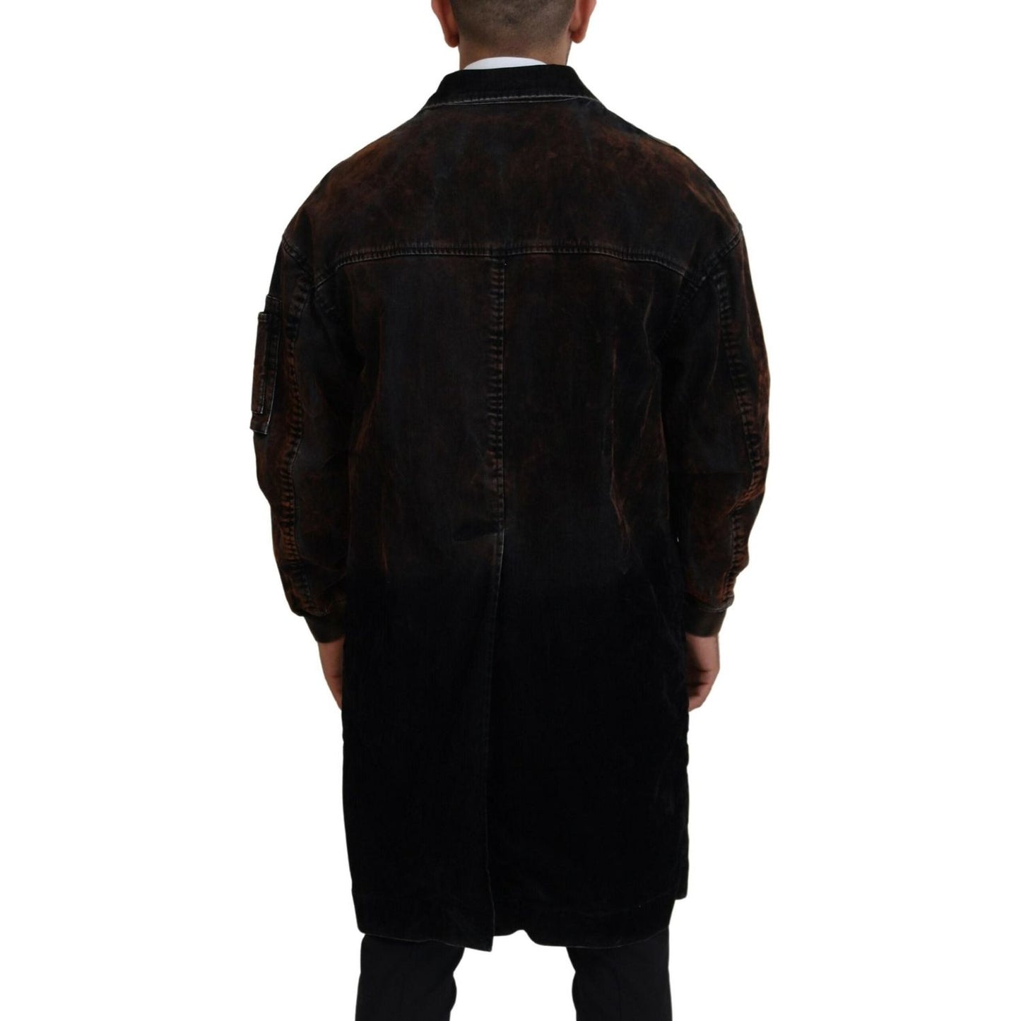 Dsquared² Brown Full Button Men Long Coat Cotton Jacket JKT3546-48