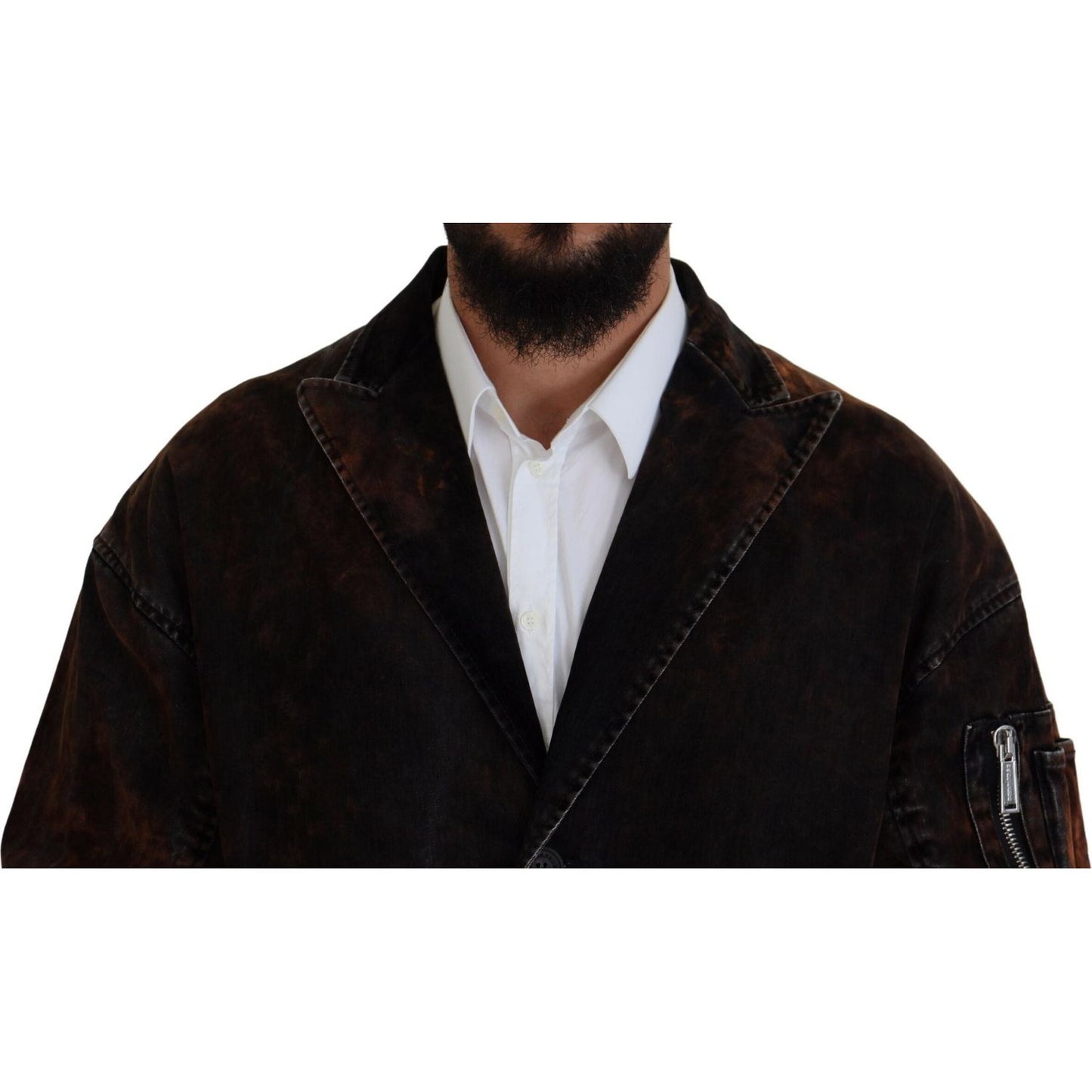 Dsquared² Brown Full Button Men Long Coat Cotton Jacket JKT3546-48