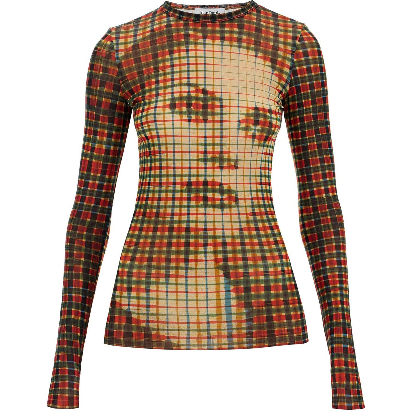 JEAN PAUL GAULTIER mesh tartan face top with unique Topwear JEAN PAUL GAULTIER Sienna
