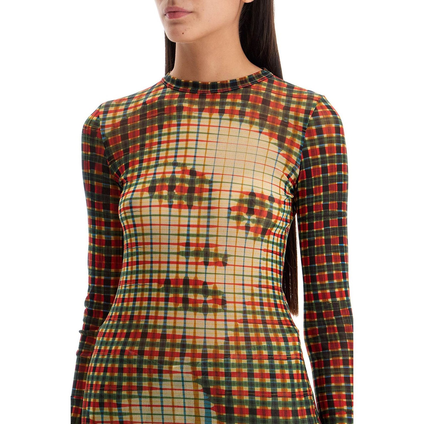 JEAN PAUL GAULTIER mesh tartan face top with unique Topwear JEAN PAUL GAULTIER Dark Olive Green