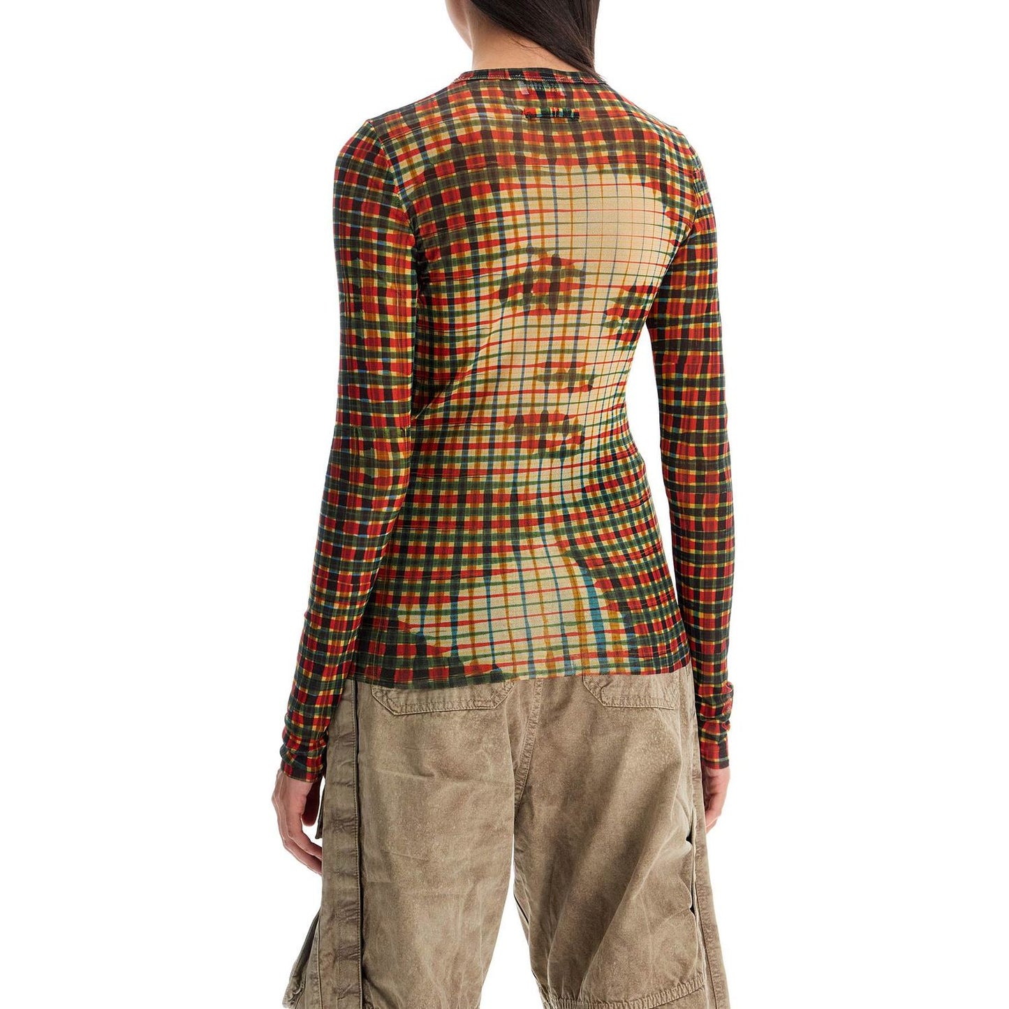 JEAN PAUL GAULTIER mesh tartan face top with unique Topwear JEAN PAUL GAULTIER Dim Gray