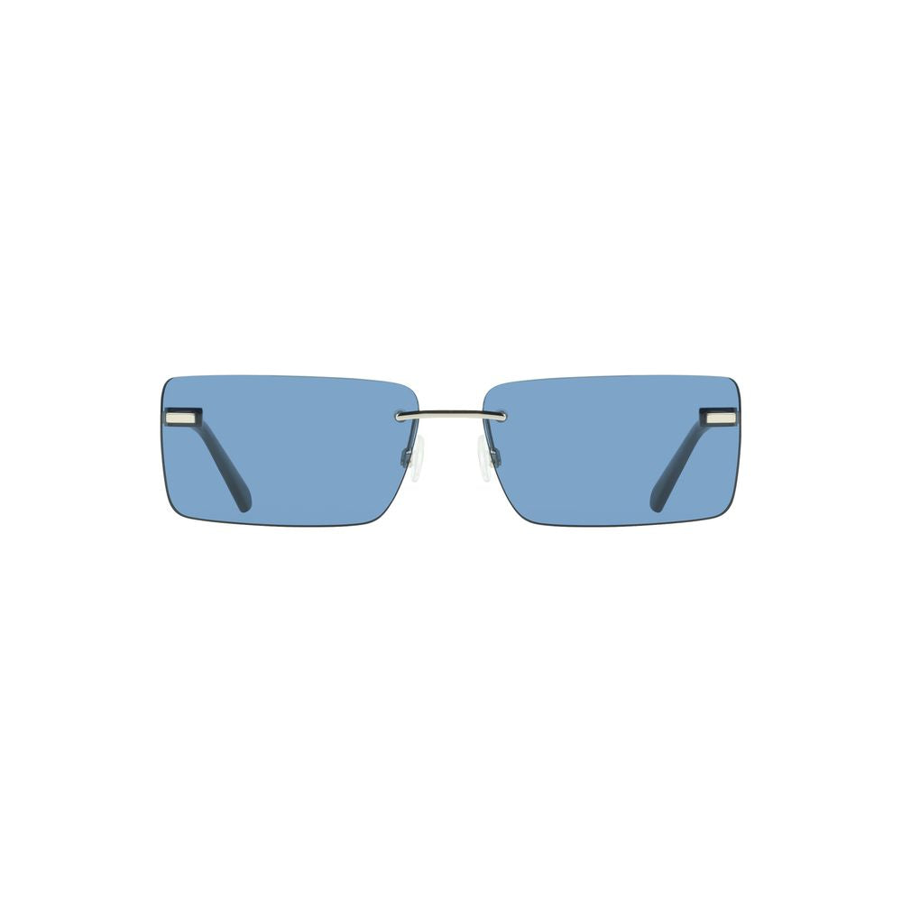 Calvin Klein blue metal women's sunglasses with sleek rectangular frame and stylish blue lenses for a bold, contemporary look.
