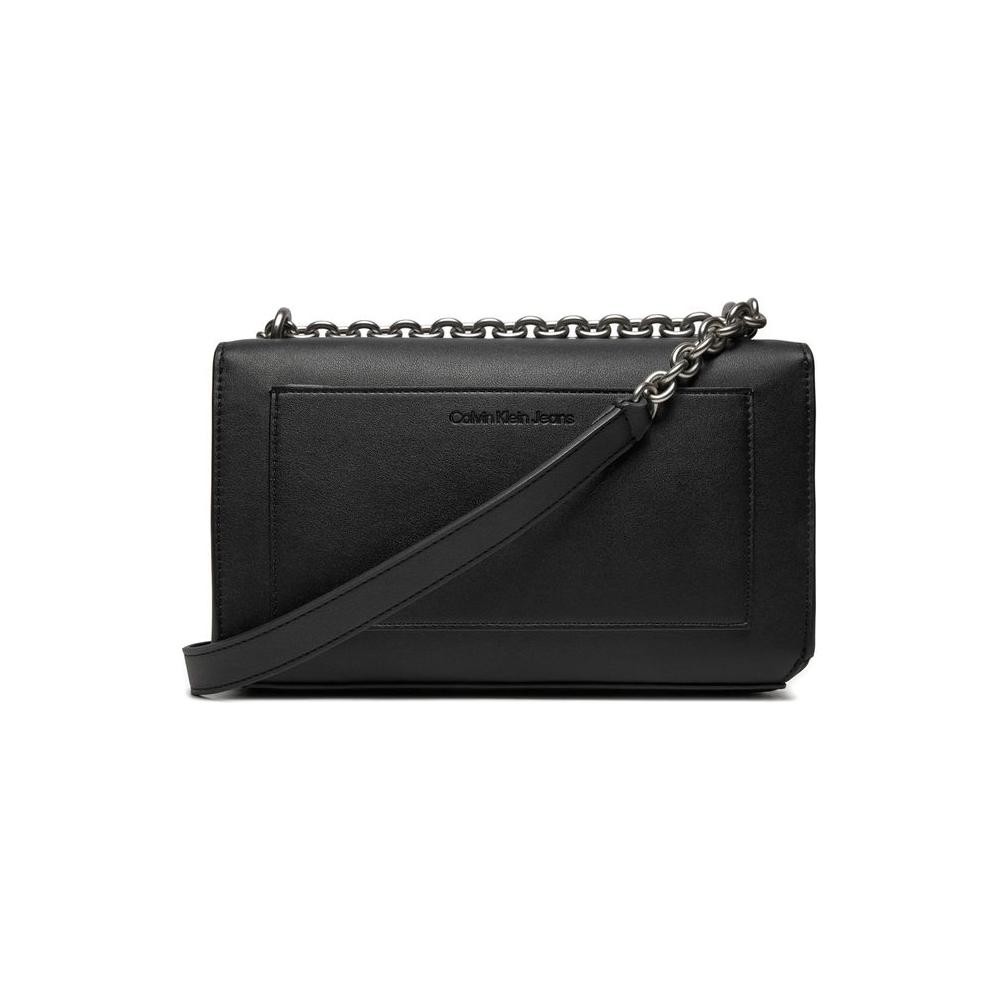 Calvin Klein Jeans Black And White Artificial Leather Handbag