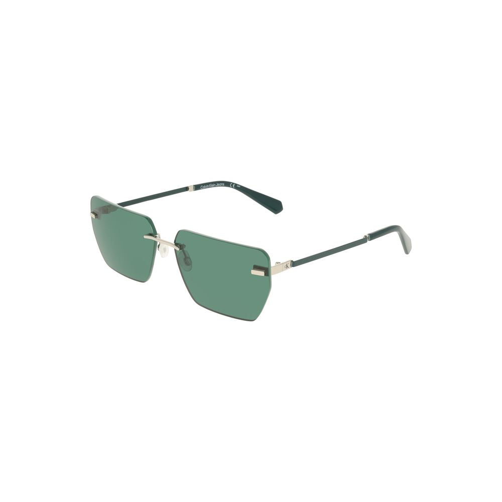Calvin Klein green metal men's sunglasses with square lenses, sleek frame, and signature logo for iconic style and comfort.