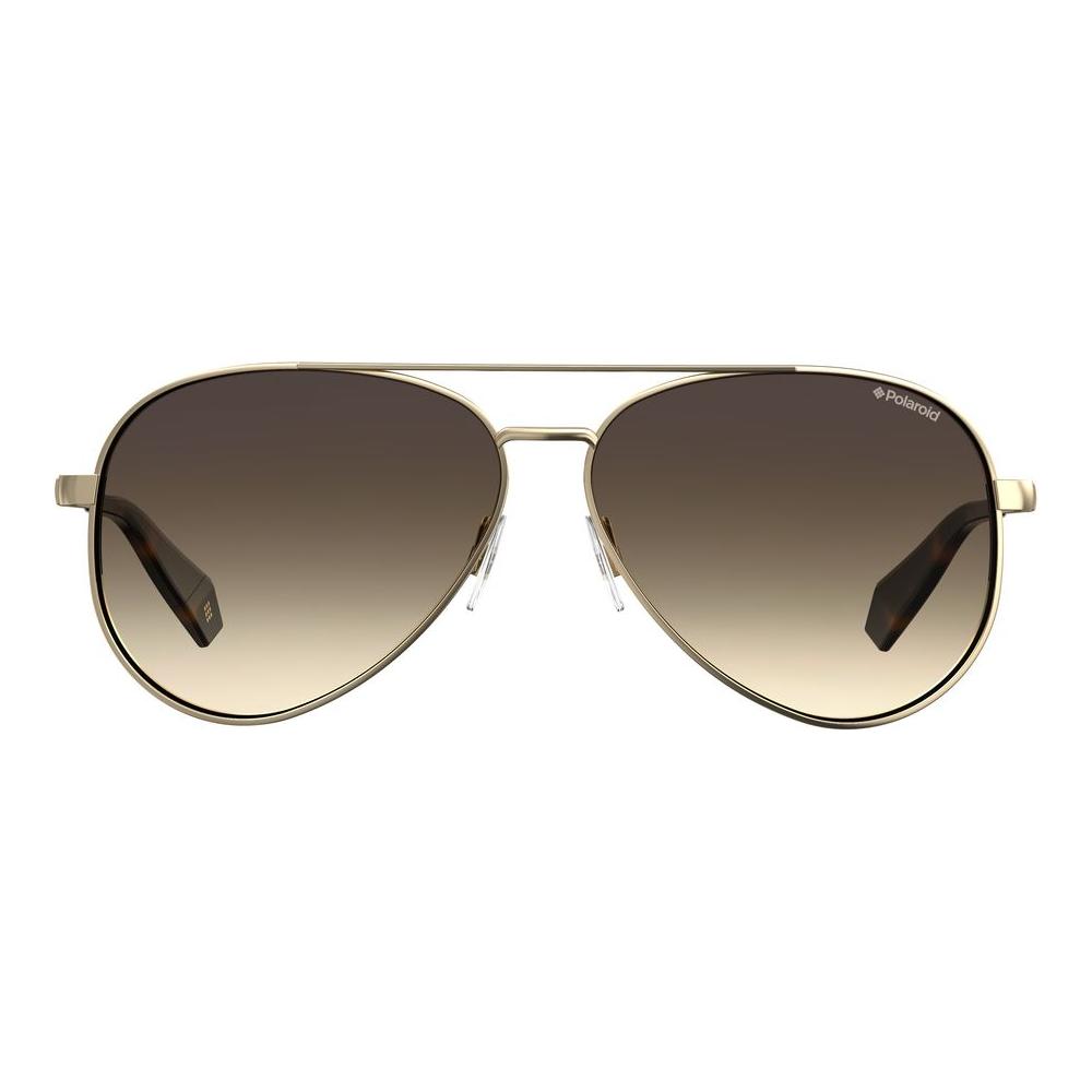 Polaroid Gold Metal Sunglasses with brown polarized lenses, elegant aviator design, model PLD6069SXJ5GL, 61/12/140mm dimensions.