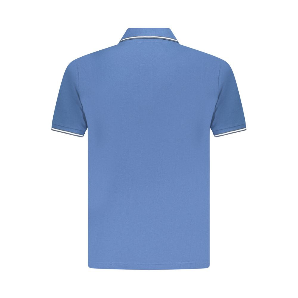 U.S. Grand Polo Blue Cotton Men Polo Shirt back view with short sleeves, classic design, and embroidered logo for style and comfort.