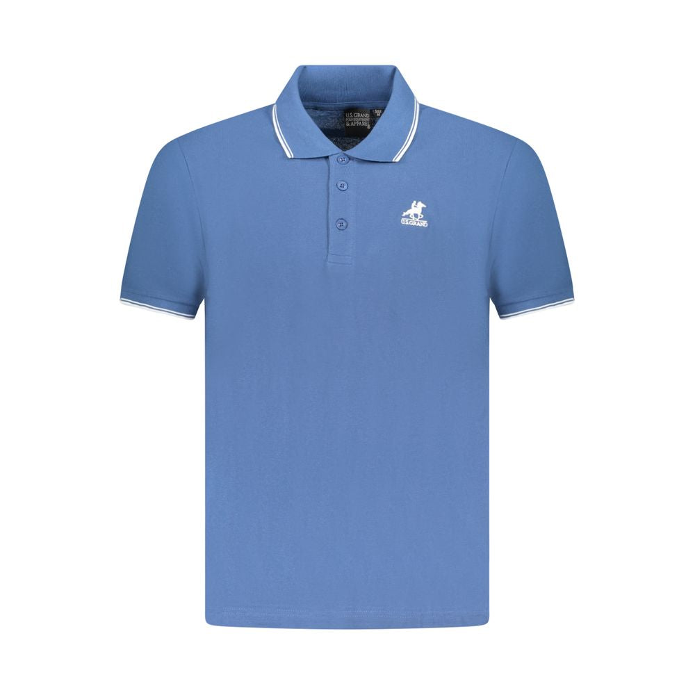 Blue U.S. Grand Polo men's cotton polo shirt with white logo and contrasting details.