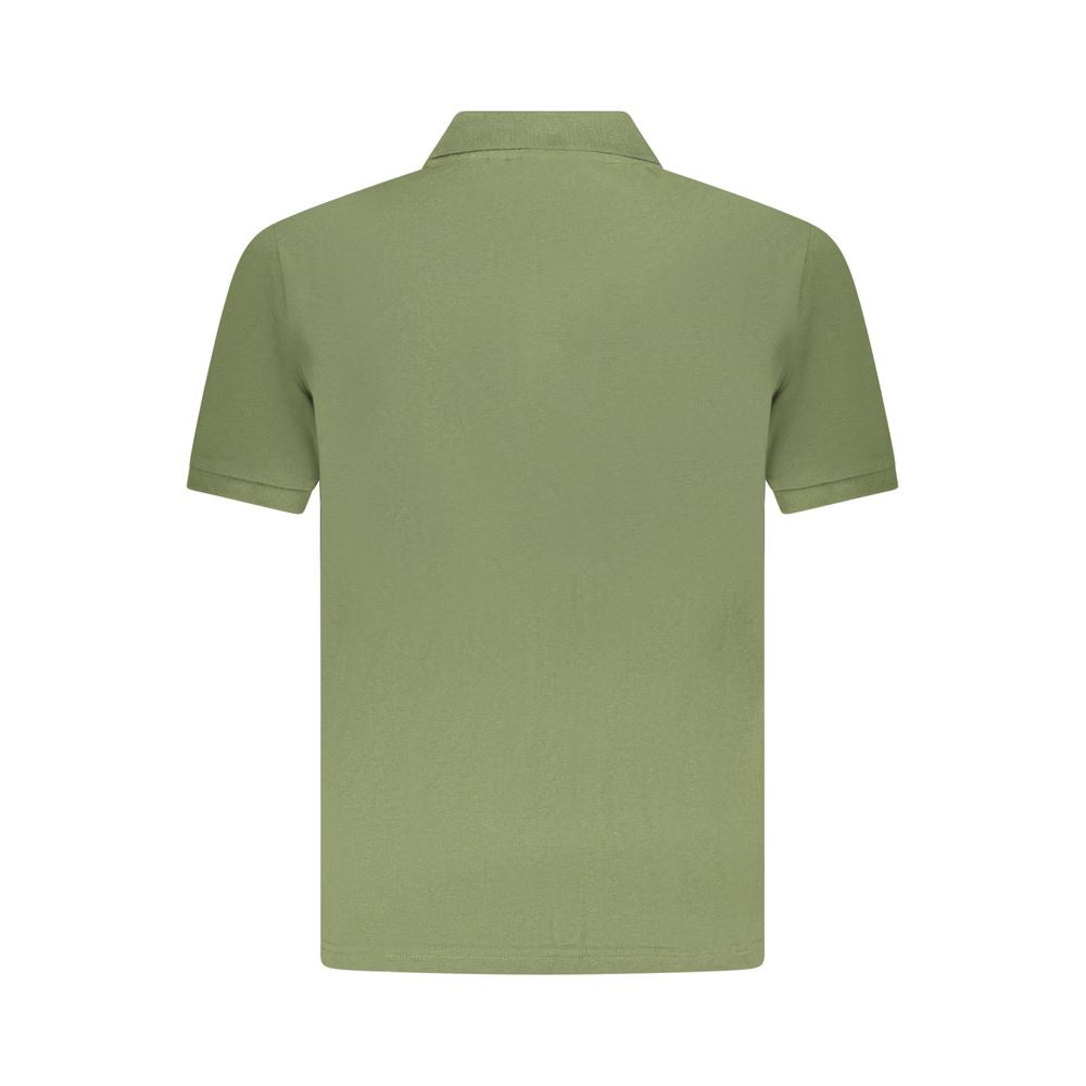 Green cotton polo shirt, short sleeve, U.S. Grand Polo, featuring sleek embroidery and classic three-button placket.