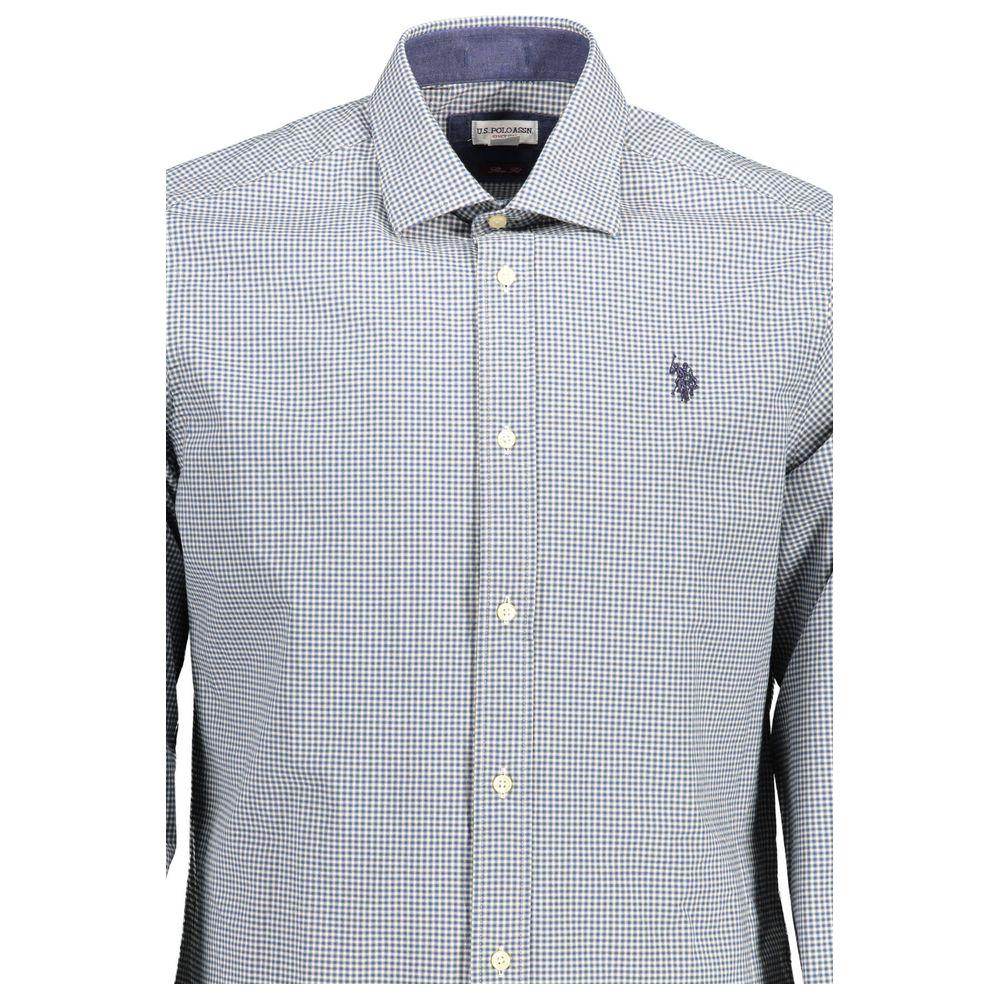 U.S. POLO ASSN. Light Blue Cotton Men's Shirt with French Collar and Embroidery