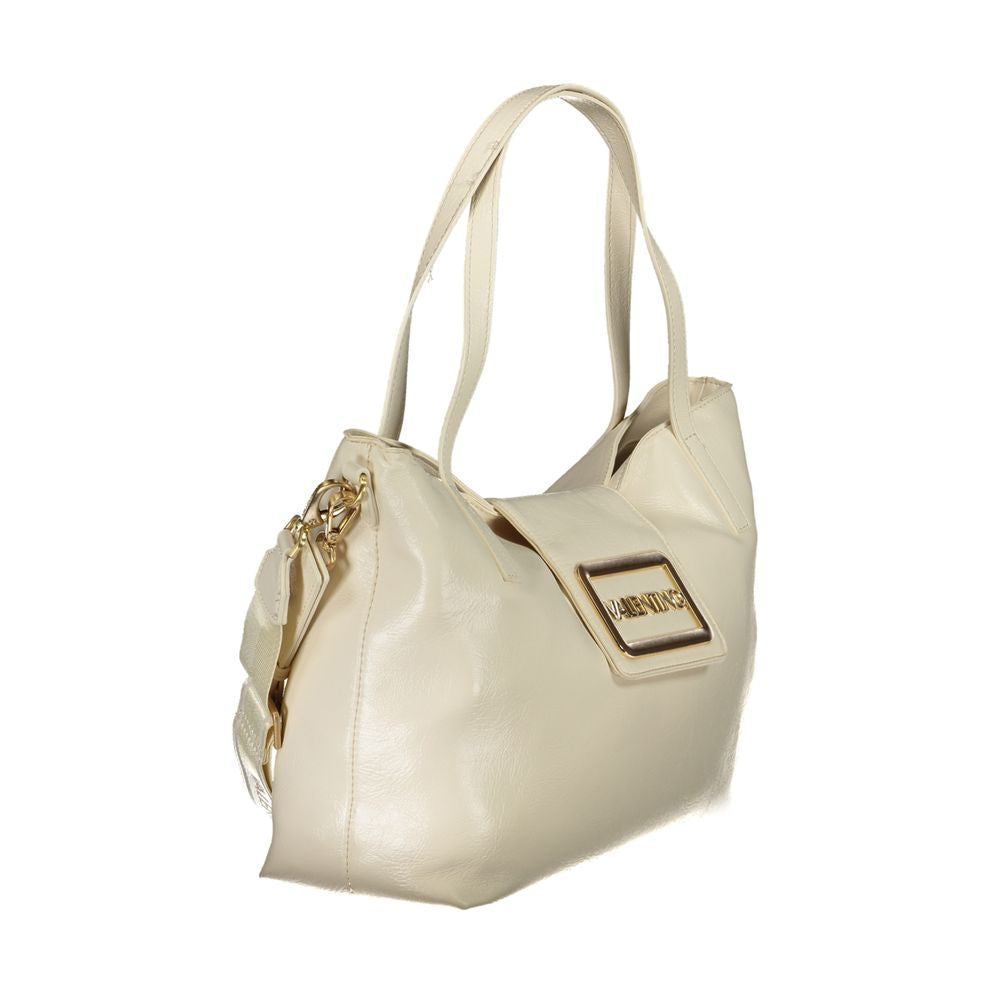 Valentino Bags beige polyethylene handbag with dual shoulder handles and snap closure