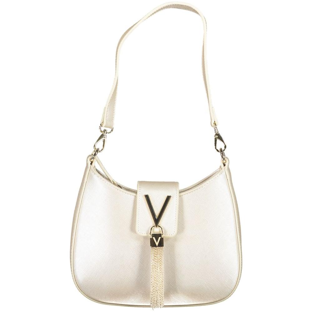 Valentino Bags silver polyethylene women handbag with removable shoulder handle and chain strap, featuring elegant design details.