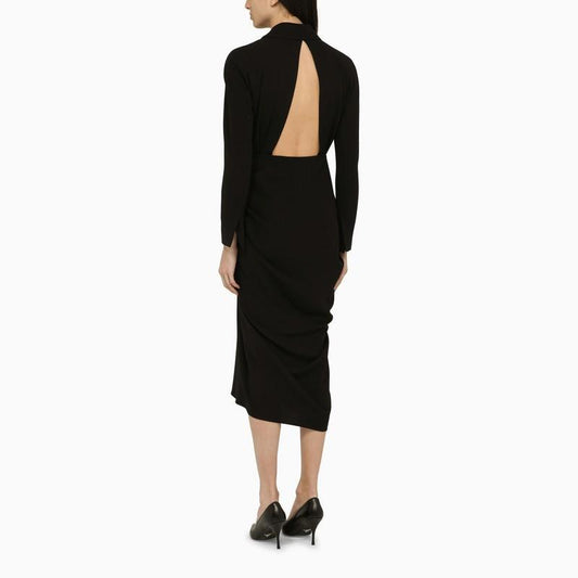 Dries Van Noten Black wool-blend dress with drape