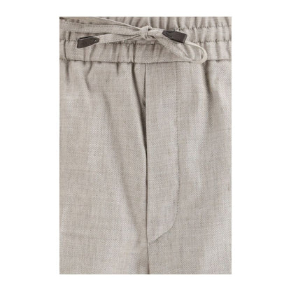 Brioni Gray Linen Casual Pants 1728,72470364320,Brioni,Casual Pants - Pants - Clothing,Clothing,Gray,IT50 | L,Men,New with tags,Pants - Clothing