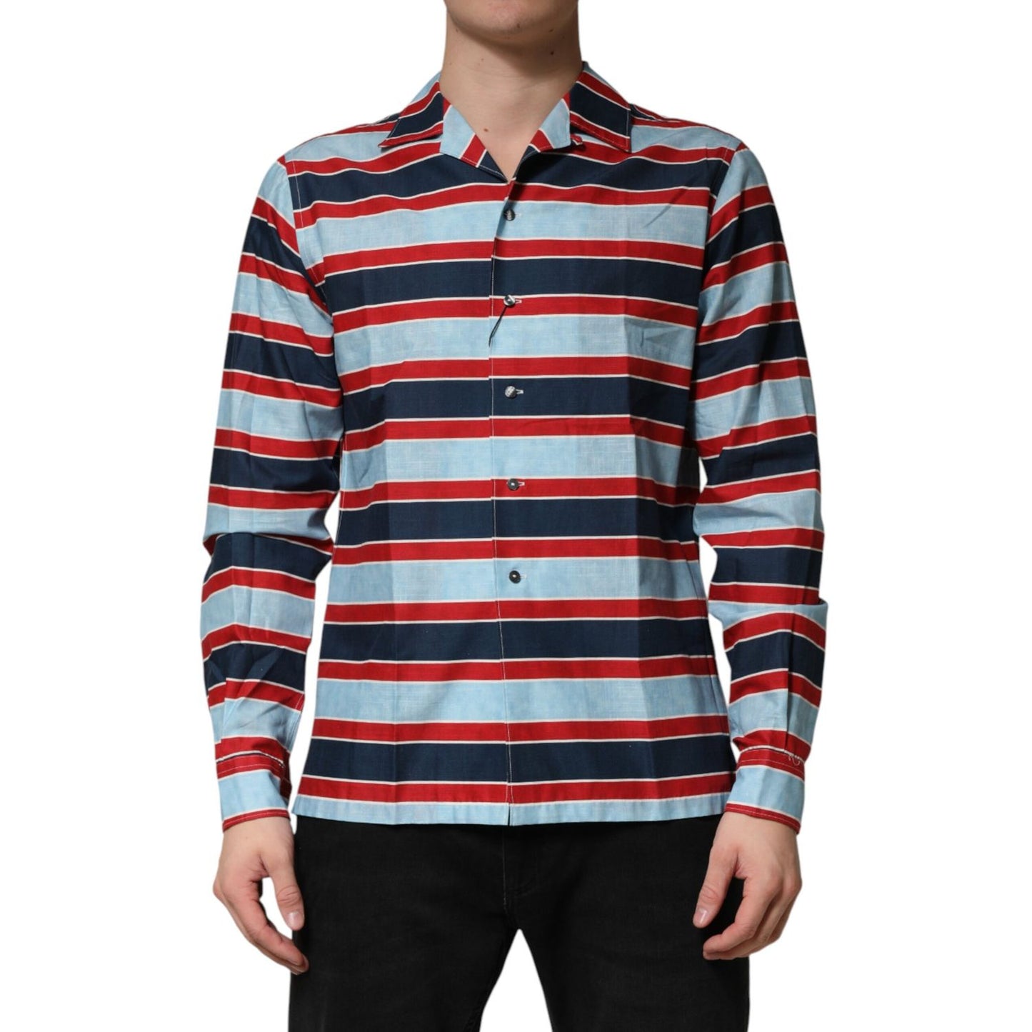 Dolce & Gabbana Multicolor Stripes Cotton Men Button Down Shirt