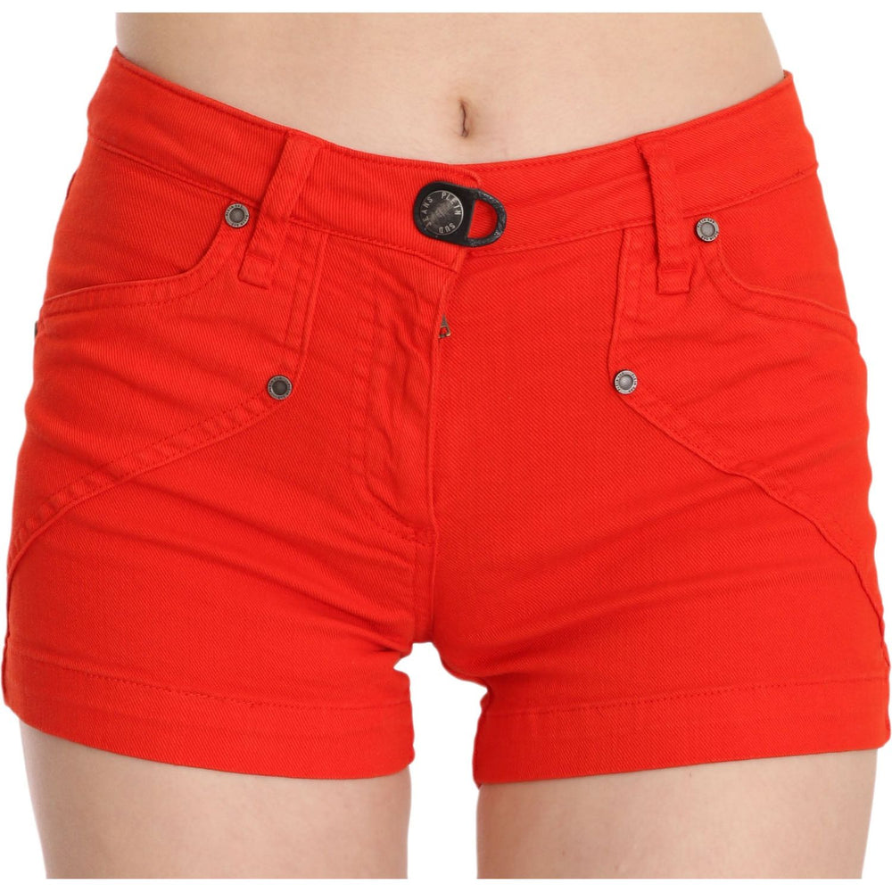 PLEIN SUD Orange Mid Waist Cotton Denim Mini PAN70251-36