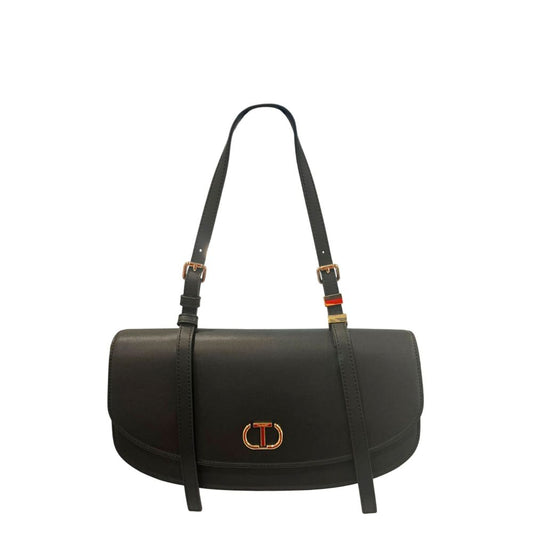 Twinset Black PU Women Shoulder Bag 1728,67345744032,Bags,Black,Clutch Bags - Bags,New with tags,Twinset,Women