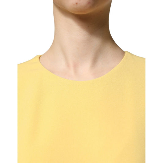 Dolce & Gabbana Yellow Short-Sleeved Crew Neck Midi Dress