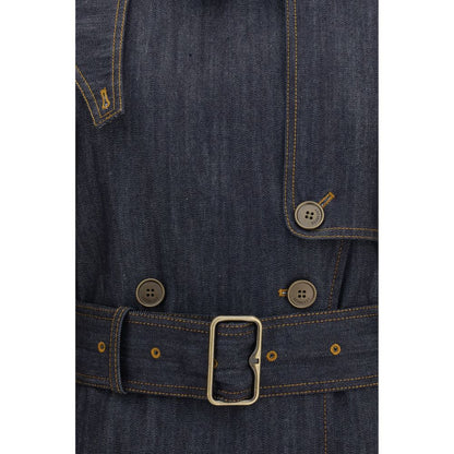 Burberry Blue Cotton Trench Coat