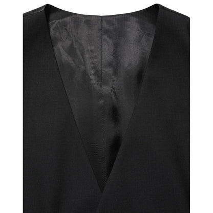 Dolce & Gabbana Black Wool Single Breasted Waistcoat Vest