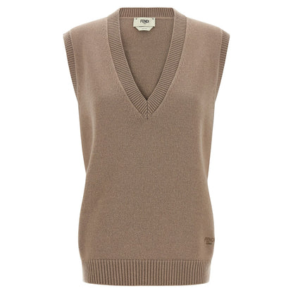 Fendi Beige Cashmere Sleeveless Jacket