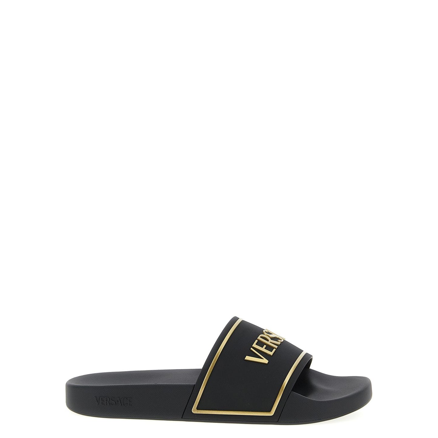 Versace Black Polyurethane Slides