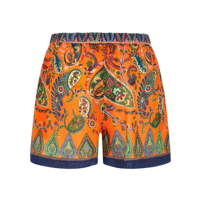 Etro Orange Ramie Bermuda Shorts
