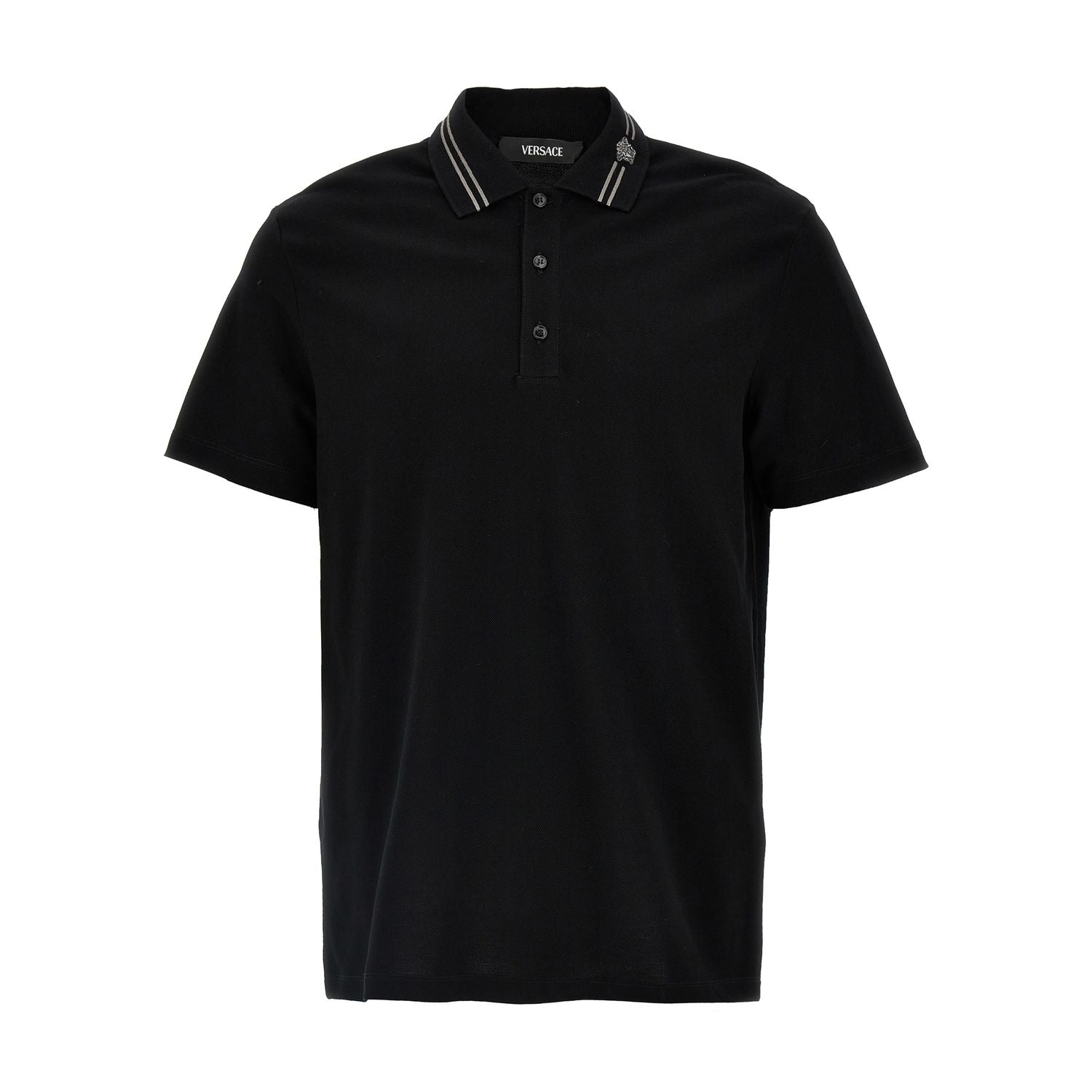 Versace Black Cotton Polo Shirt