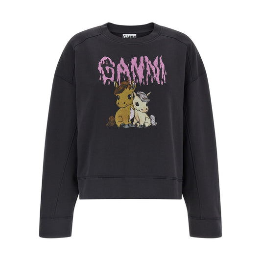 Ganni Black Organic Cotton Sweatshirt