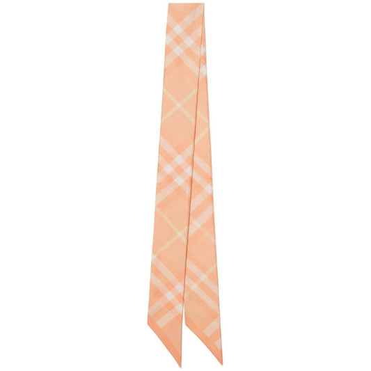 Burberry Skinny Check Silk Scarf Scarves Hats & Gloves Burberry Tan
