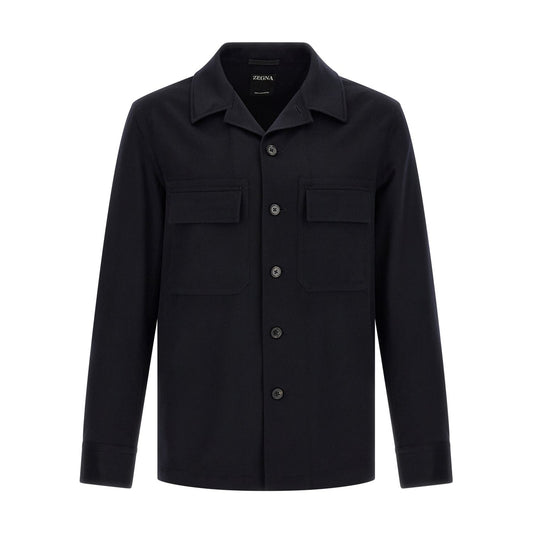 ZEGNA Blue Wool Blouse