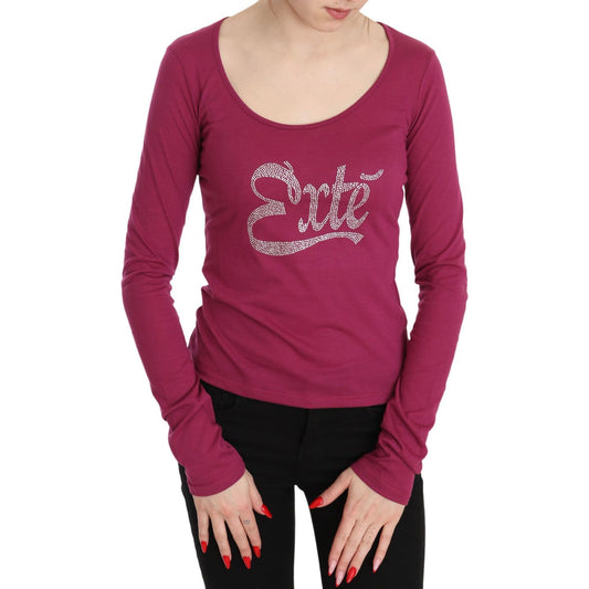 Pink Exte Crystal Embellished Long Sleeve Top 1728,67345645728,Clothing,Exte,IT40|S,IT42|M,IT44|L,Long Sleeve - T-Shirts - Clothing,Material: 65% Polyester 35% Cotton,New with tags,Pink,T-Shirts - Clothing,Tops & T-Shirts - Women - Clothing,Women,Women -