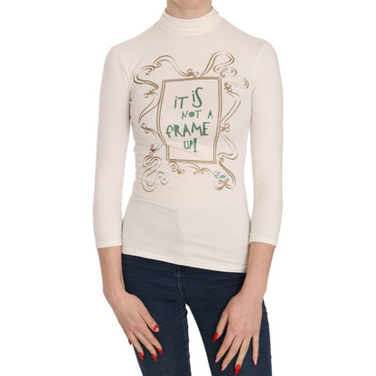 Exte Crew Neck It Is Not A Frame Up! Print Blouse 1728,67345645728,Clothing,Exte,IT38|XS,Long Sleeve - T-Shirts - Clothing,Material: 65% Polyester 35% Cotton,New with tags,T-Shirts - Clothing,Tops & T-Shirts - Women - Clothing,White,Women,Women - Clothing