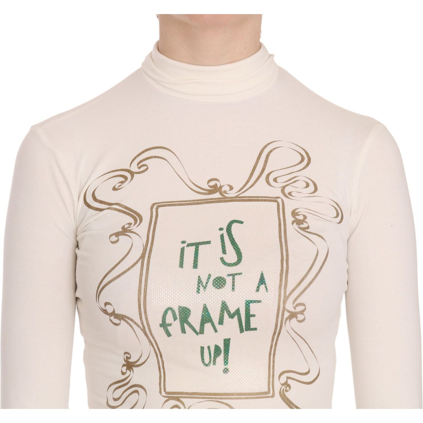 Exte Crew Neck It Is Not A Frame Up! Print Blouse 1728,67345645728,Clothing,Exte,IT38|XS,Long Sleeve - T-Shirts - Clothing,Material: 65% Polyester 35% Cotton,New with tags,T-Shirts - Clothing,Tops & T-Shirts - Women - Clothing,White,Women,Women - Clothing