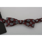 Dolce & Gabbana Men Bordeaux Maroon Lion Silk Adjustable Neck Bow Tie FT2012