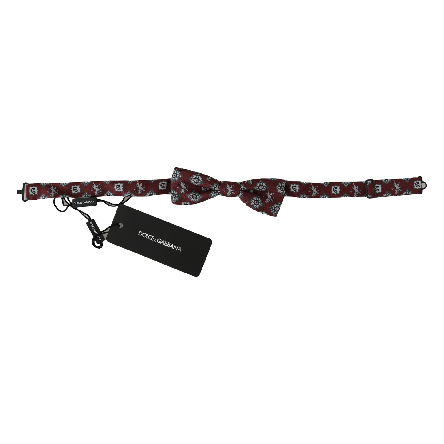 Dolce & Gabbana Men Bordeaux Maroon Lion Silk Adjustable Neck Bow Tie FT2012