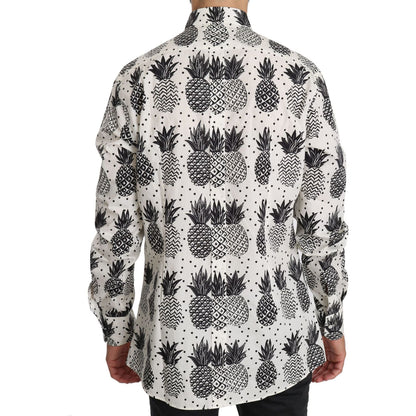 Dolce & Gabbana White Pineapple Cotton Top Shirt