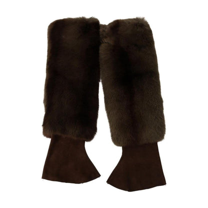 Dolce & Gabbana Brown Elbow Length Finger Less Fur Gloves 1728,67345645728,7.5|S,Accessories,Brown,Dolce & Gabbana,Gloves - Accessories,Gloves - Women - Accessories,Material: Fur and leather,New with tags,Women,Women - Accessories