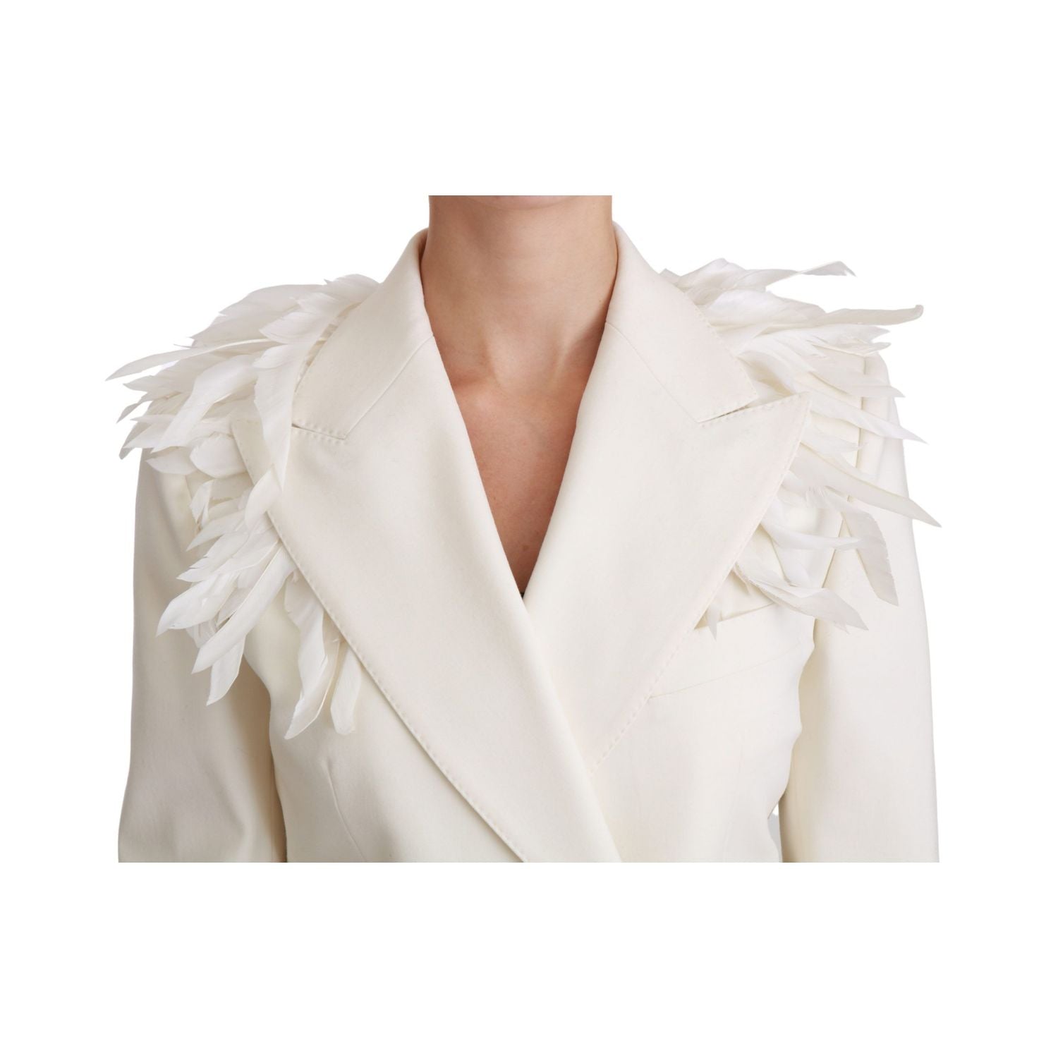 Dolce & Gabbana White Double Breasted Coat Wool Jacket