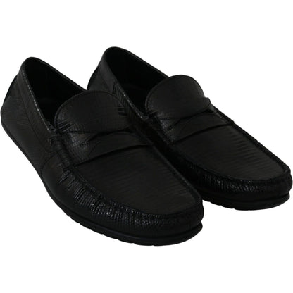 Dolce & Gabbana Black Lizard Leather Flat Loafers Shoes 1728,67345645728,Black,Dolce & Gabbana,EU39/US6,Loafers - Men - Shoes,Loafers - Shoes,Material: 100% Lizard skin Leather,Men,Men - Shoes,New with tags,Shoes,Slip-On Loafers - Loafers - Shoes