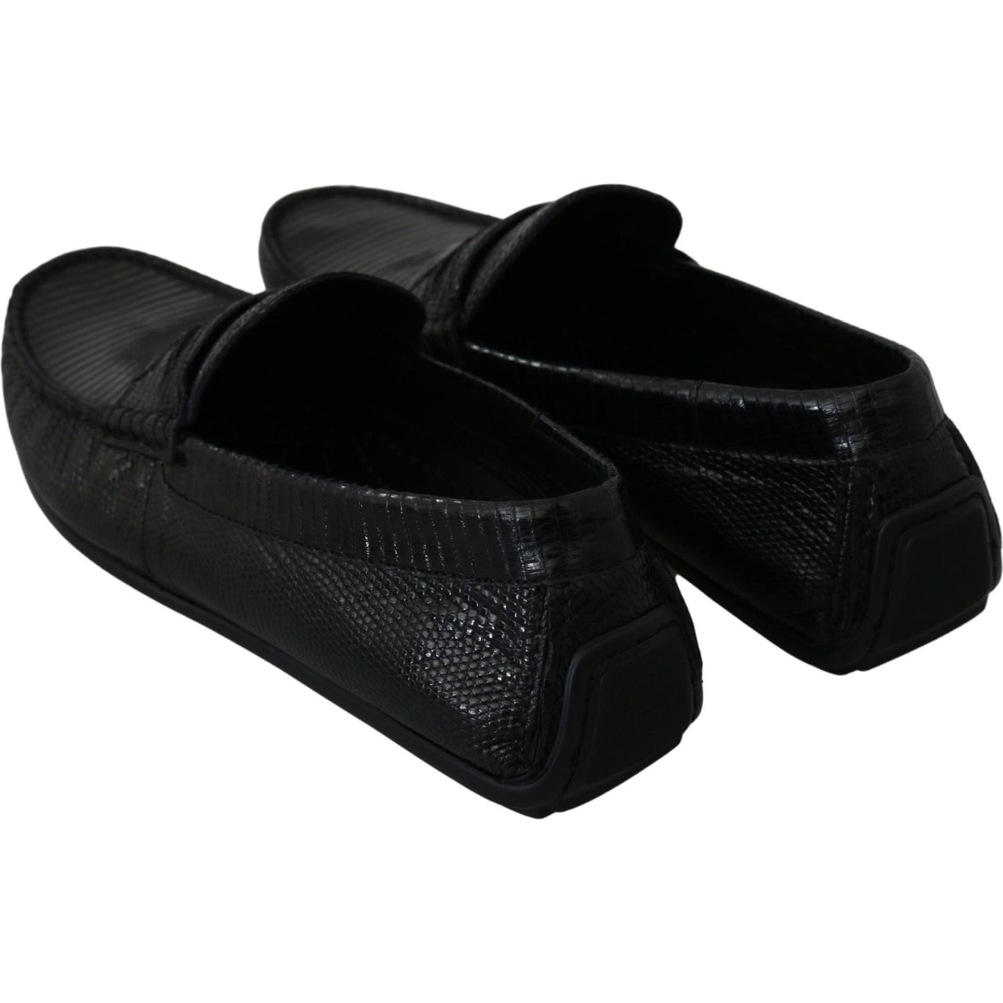 Dolce & Gabbana Black Lizard Leather Flat Loafers Shoes 1728,67345645728,Black,Dolce & Gabbana,EU39/US6,Loafers - Men - Shoes,Loafers - Shoes,Material: 100% Lizard skin Leather,Men,Men - Shoes,New with tags,Shoes,Slip-On Loafers - Loafers - Shoes