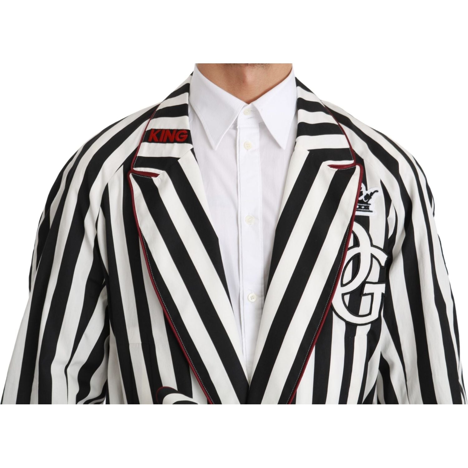 Dolce & Gabbana Black Coat Nightgown  White Cotton Robe