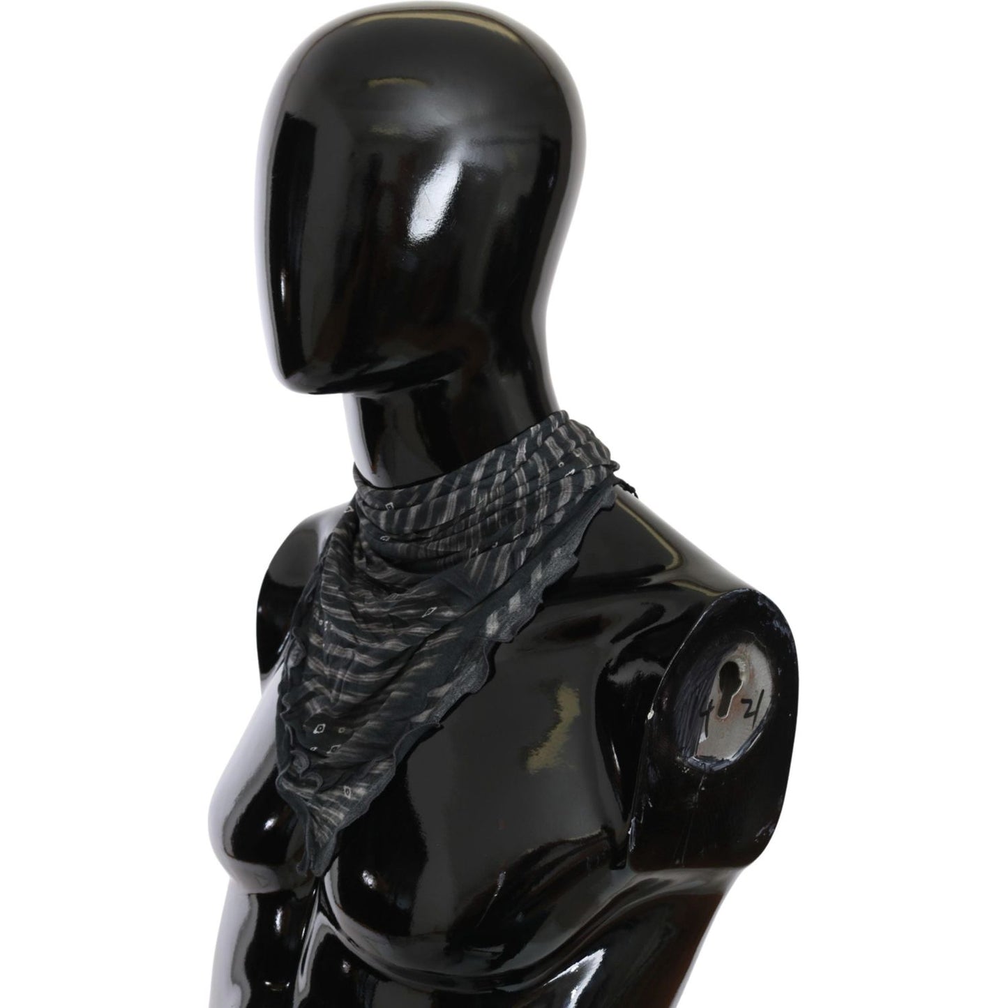 Costume National Black Gray Viscose Foulard Branded Scarf Scarves