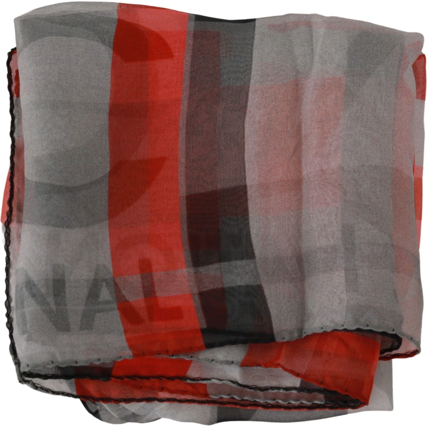 Costume National Red 100% Silk Branded Gray Scarf
